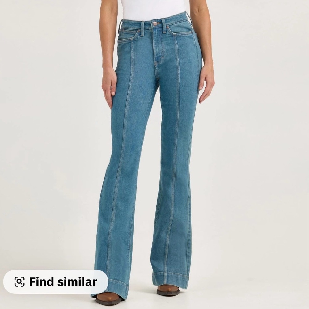 Blue High-Rise Flare Jeans
